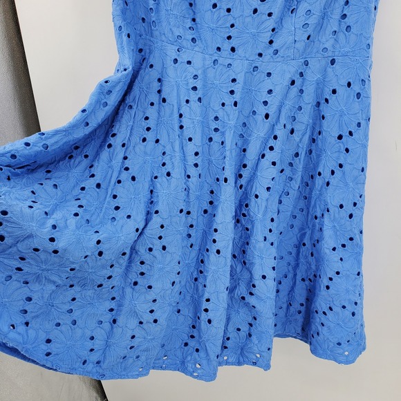 Maree Pour Toi Blue Floral Eyelet Cotton Fit and Flare Dress Plus Size 20 Spring - Picture 7 of 7